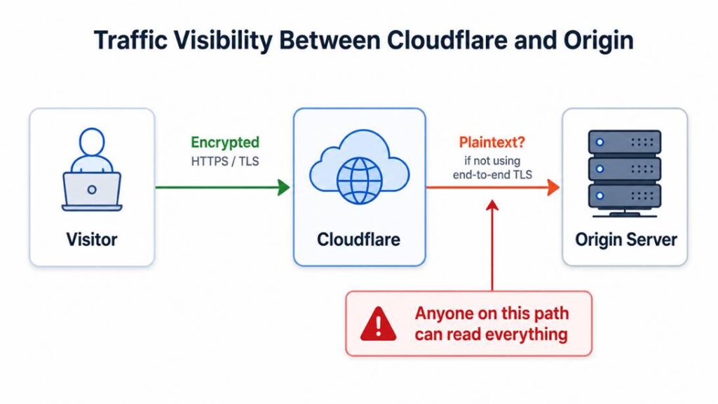 Two certificates — visitor-facing Let's Encrypt and origin-facing Cloudflare Origin CA